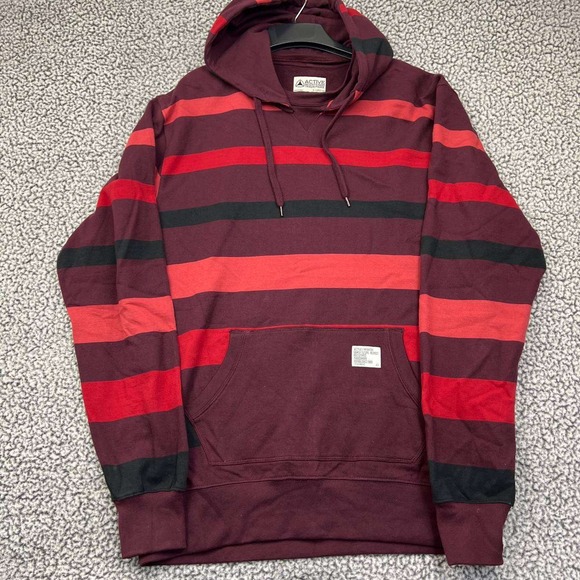Active Ride Shop Hoodie Men Extra Large‎ Red Striped Pullover Long Sleeve New XL - Picture 1 of 7